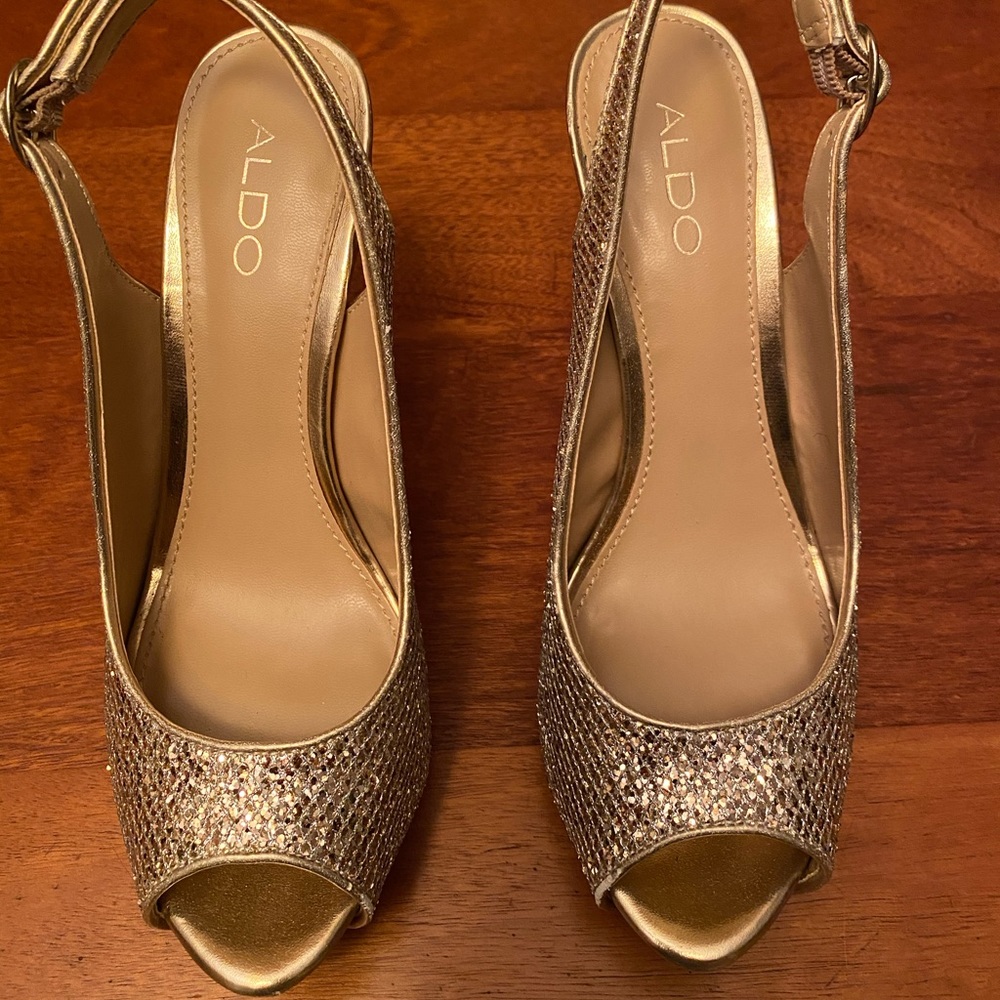 ALDO Gold Sequin Heels